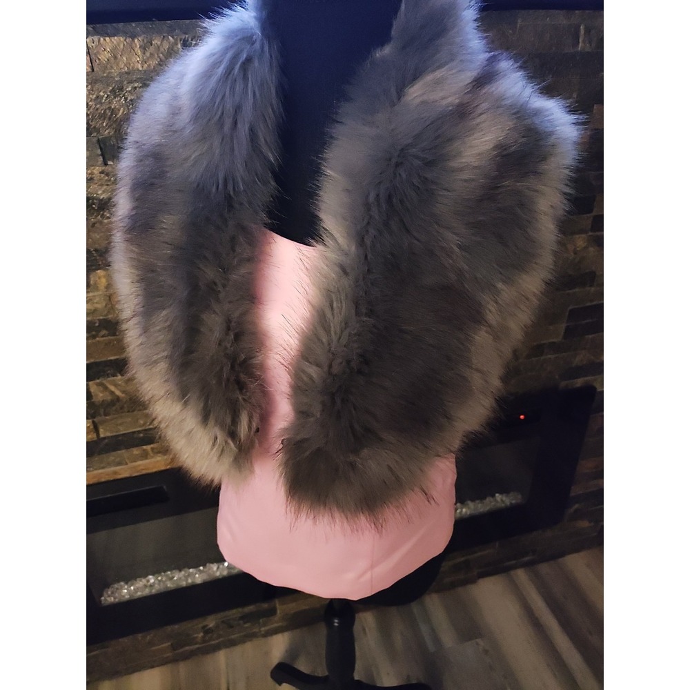 Gray Faux Fur Stole One Size New With Tags